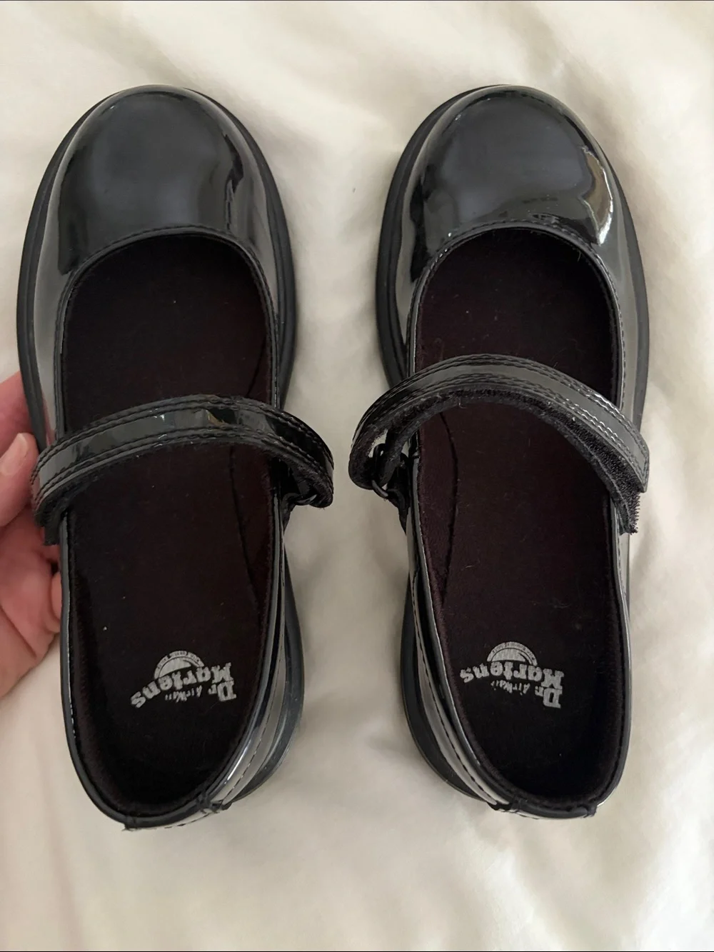 Dr. Martens Girls' Black Patent Mary Jane Strap Shoes